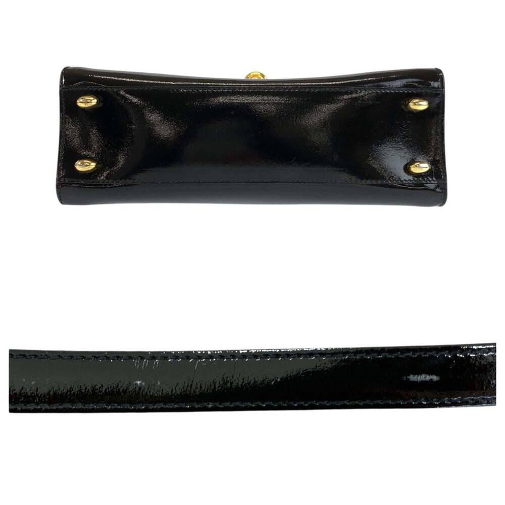 CELINE Vintage Black Patent Leather Handbag/Shoulder Bag (2-way) - Gold Hardw... - Picture 6 of 9